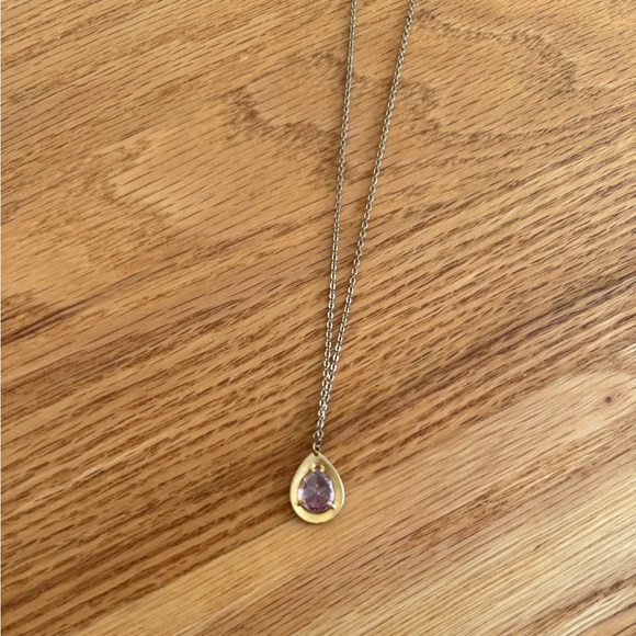 pink gem teardrop necklace - Picture 4 of 5